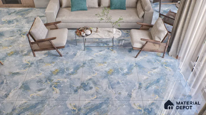 Endless Wall & Floor Vitrified Tile Lipica Blue 4 ft x 2 ft | TL 03604 High Gloss Finish - 9 mm | Suitable for Living Room, Bedroom