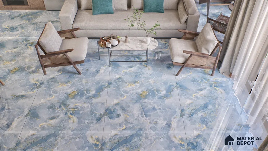 Endless Wall & Floor Vitrified Tile Lipica Blue 4 ft x 2 ft | TL 03604 High Gloss Finish - 9 mm | Suitable for Living Room, Bedroom