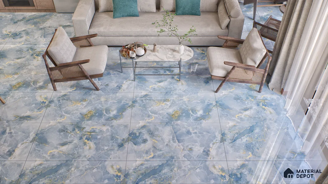 Endless Wall & Floor Vitrified Tile Lipica Blue 4 ft x 2 ft | TL 03604 High Gloss Finish - 9 mm | Suitable for Living Room, Bedroom