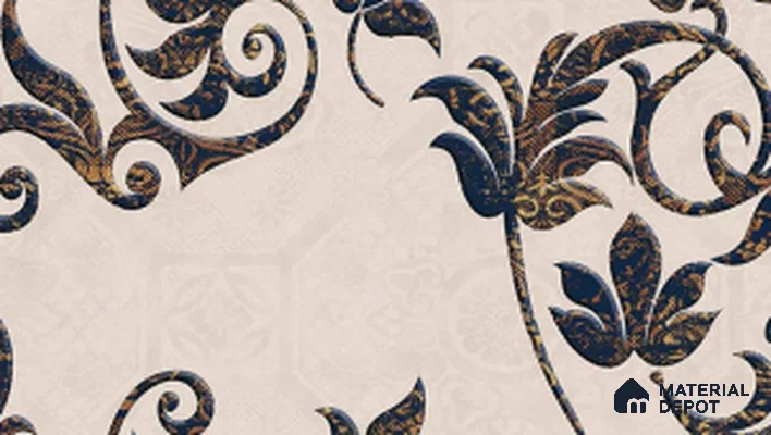 TL 04419 B Floral Brown Highlighter 1 18 x 12 inch Glossy Finish Ceramic Wall Tile - 6 mm