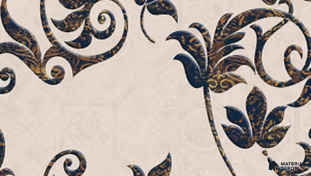 TL 04419 B Floral Brown Highlighter 1 18 x 12 inch Glossy Finish Ceramic Wall Tile - 6 mm