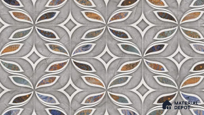 TL 02410 B Grey Highlighter 18 x 12 inch Glossy Finish Ceramic Wall Tile - 6 mm