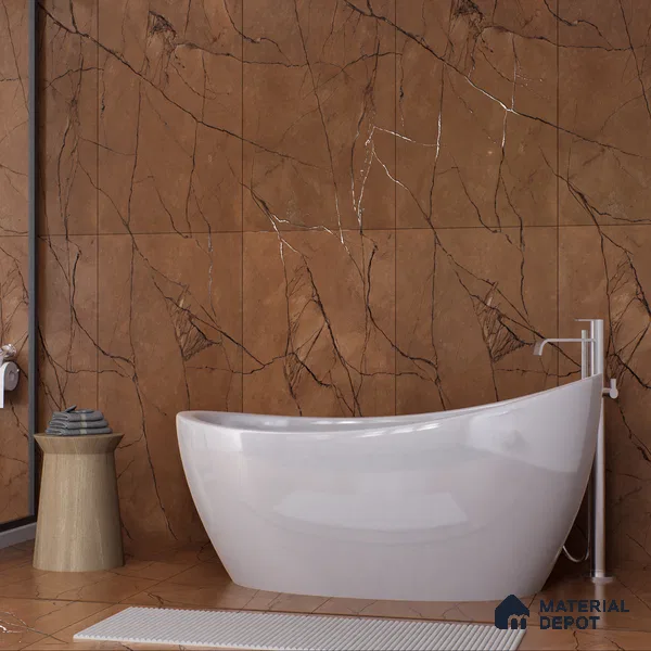 Carving Wall & Floor Tile Marrone Brown | TL 01070 | 4 ft x 2 ft Size | Matte Finish Vitrified Tile - 9 mm Thick | Suitable For Living Room, Bedroom, Bathroom