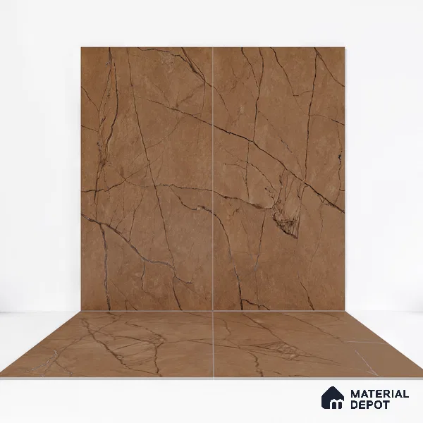 Carving Wall & Floor Tile Marrone Brown | TL 01070 | 4 ft x 2 ft Size | Matte Finish Vitrified Tile - 9 mm Thick | Suitable For Living Room, Bedroom, Bathroom