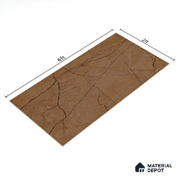 Carving Wall & Floor Tile Marrone Brown | TL 01070 | 4 ft x 2 ft Size | Matte Finish Vitrified Tile - 9 mm Thick | Suitable For Living Room, Bedroom, Bathroom