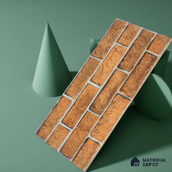 Brick Look Elevation Wall Tile TL 00071 A Mud Brown 2 ft x 1 ft Punch Matte Finish Vitrified Tile - 9 mm | Ideal For Modern Facades, Outdoor Cladding, Feature Wall