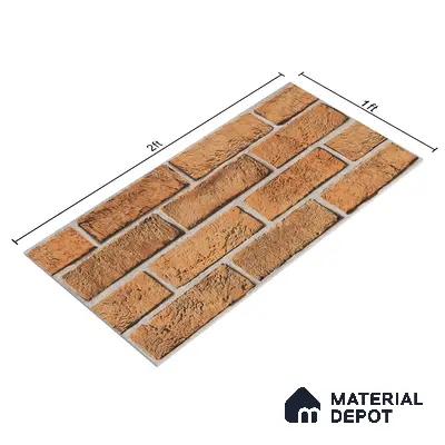 Brick Look Elevation Wall Tile TL 00071 A Mud Brown 2 ft x 1 ft Punch Matte Finish Vitrified Tile - 9 mm | Ideal For Modern Facades, Outdoor Cladding, Feature Wall