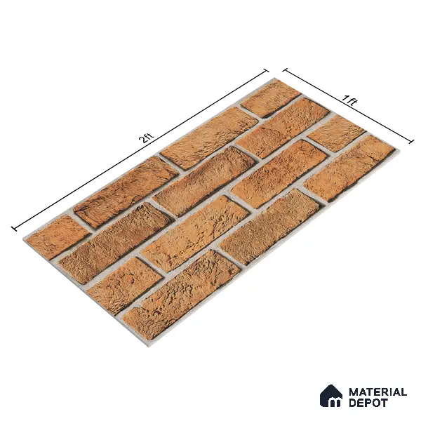 Brick Look Elevation Wall Tile TL 00071 A Mud Brown 2 ft x 1 ft Punch Matte Finish Vitrified Tile - 9 mm | Ideal For Modern Facades, Outdoor Cladding, Feature Wall