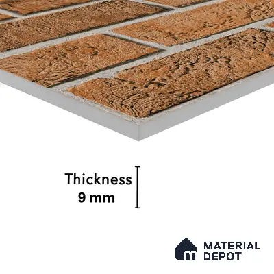 Brick Look Elevation Wall Tile TL 00071 A Mud Brown 2 ft x 1 ft Punch Matte Finish Vitrified Tile - 9 mm | Ideal For Modern Facades, Outdoor Cladding, Feature Wall