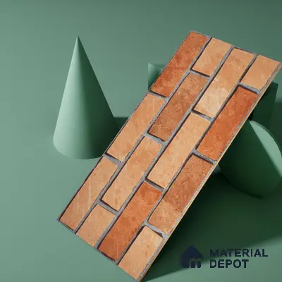 Brick Look Elevation Wall Tile TL 00071 C Brown 2 ft x 1 ft Punch Matte Finish Vitrified Tile - 9 mm | Ideal For Modern Facades, Outdoor Cladding, Feature Wall
