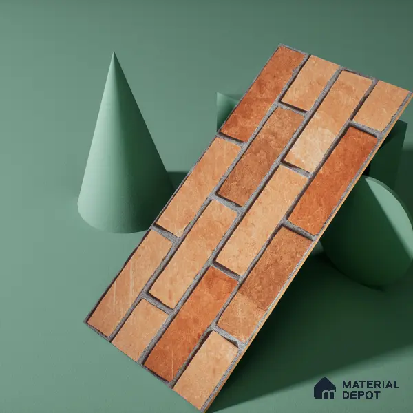 Brick Look Elevation Wall Tile TL 00071 C Brown 2 ft x 1 ft Punch Matte Finish Vitrified Tile - 9 mm | Ideal For Modern Facades, Outdoor Cladding, Feature Wall