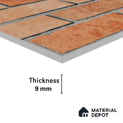 Brick Look Elevation Wall Tile TL 00071 C Brown 2 ft x 1 ft Punch Matte Finish Vitrified Tile - 9 mm | Ideal For Modern Facades, Outdoor Cladding, Feature Wall