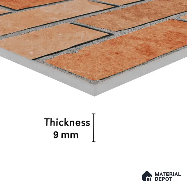 Brick Look Elevation Wall Tile TL 00071 C Brown 2 ft x 1 ft Punch Matte Finish Vitrified Tile - 9 mm | Ideal For Modern Facades, Outdoor Cladding, Feature Wall