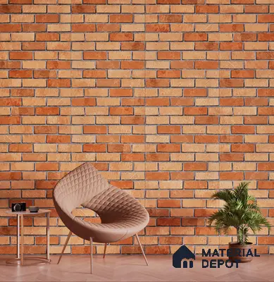 Brick Look Elevation Wall Tile TL 00071 C Brown 2 ft x 1 ft Punch Matte Finish Vitrified Tile - 9 mm | Ideal For Modern Facades, Outdoor Cladding, Feature Wall