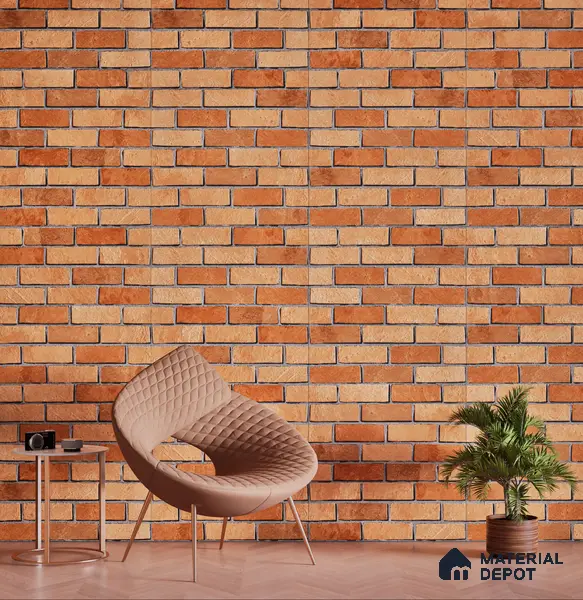Brick Look Elevation Wall Tile TL 00071 C Brown 2 ft x 1 ft Punch Matte Finish Vitrified Tile - 9 mm | Ideal For Modern Facades, Outdoor Cladding, Feature Wall