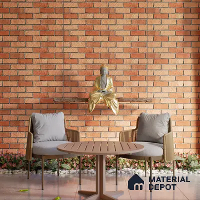Brick Look Elevation Wall Tile TL 00071 C Brown 2 ft x 1 ft Punch Matte Finish Vitrified Tile - 9 mm | Ideal For Modern Facades, Outdoor Cladding, Feature Wall