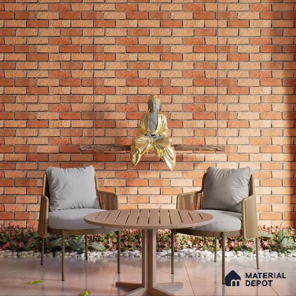 Brick Look Elevation Wall Tile TL 00071 C Brown 2 ft x 1 ft Punch Matte Finish Vitrified Tile - 9 mm | Ideal For Modern Facades, Outdoor Cladding, Feature Wall