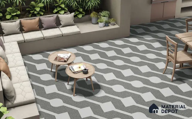 TL 03386 B Myst Smokey 400 x 400 mm Matte Finish Anti Slip Vitrified Parking Floor Tile - 12 mm | Pattern Alignment May Vary | 2-3 mm Spacer is Mandatory