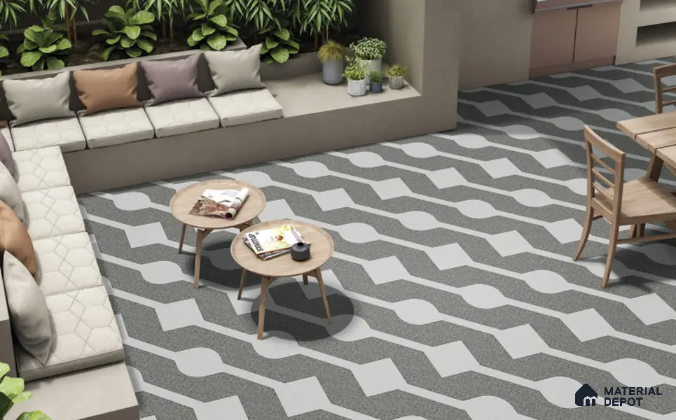TL 03386 B Myst Smokey 400 x 400 mm Matte Finish Anti Slip Vitrified Parking Floor Tile - 12 mm | Pattern Alignment May Vary | 2-3 mm Spacer is Mandatory
