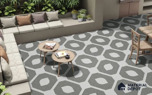 TL 03386 B Myst Smokey 400 x 400 mm Matte Finish Anti Slip Vitrified Parking Floor Tile - 12 mm | Pattern Alignment May Vary | 2-3 mm Spacer is Mandatory