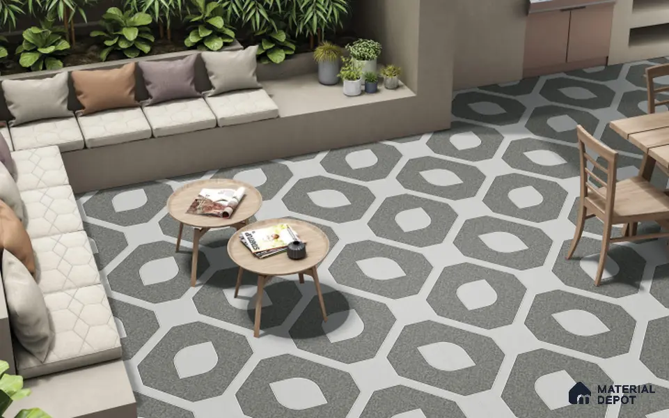 TL 03386 B Myst Smokey 400 x 400 mm Matte Finish Anti Slip Vitrified Parking Floor Tile - 12 mm | Pattern Alignment May Vary | 2-3 mm Spacer is Mandatory