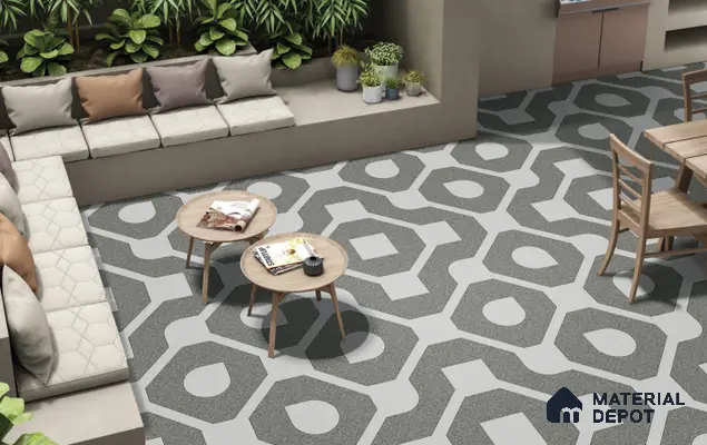 TL 03386 B Myst Smokey 400 x 400 mm Matte Finish Anti Slip Vitrified Parking Floor Tile - 12 mm | Pattern Alignment May Vary | 2-3 mm Spacer is Mandatory