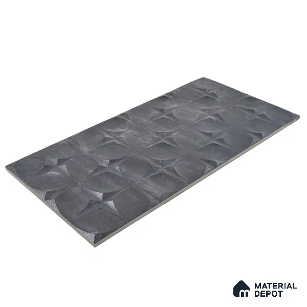 TL 00082 A Noir Black 2 ft x 1 ft Stone Punch Finish Vitrified Wall Cladding Elevation Tile - 9 mm (Sample)