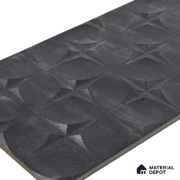 TL 00082 A Noir Black 2 ft x 1 ft Stone Punch Finish Vitrified Wall Cladding Elevation Tile - 9 mm (Sample)