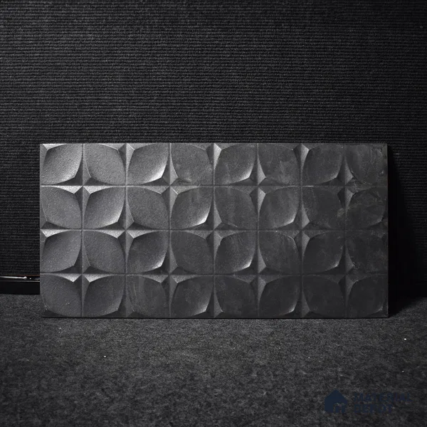 TL 00082 A Noir Black 2 ft x 1 ft Stone Punch Finish Vitrified Wall Cladding Elevation Tile - 9 mm (Sample)