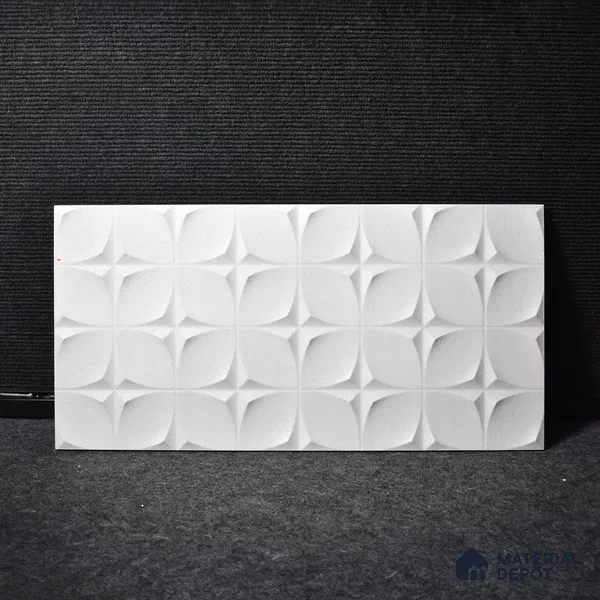 TL 00082 B Frosty White 2 ft x 1 ft Stone Punch Finish Vitrified Wall Cladding Elevation Tile - 9 mm