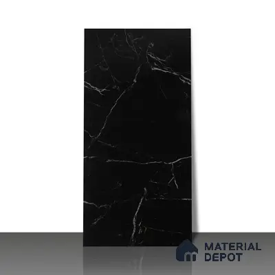 Endless Wall & Floor Vitrified Tile Obsidian Black 4 ft x 2 ft | TL 01084 High Gloss Finish - 9 mm | Suitable for Living Room, Bedroom
