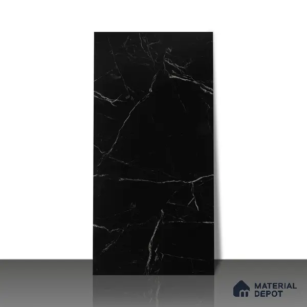 Endless Wall & Floor Vitrified Tile Obsidian Black 4 ft x 2 ft | TL 01084 High Gloss Finish - 9 mm | Suitable for Living Room, Bedroom
