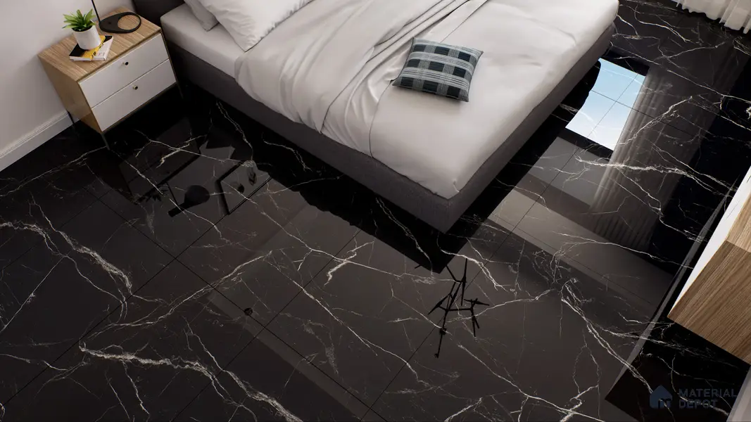 Endless Wall & Floor Vitrified Tile Obsidian Black 4 ft x 2 ft | TL 01084 High Gloss Finish - 9 mm | Suitable for Living Room, Bedroom