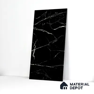 Endless Wall & Floor Vitrified Tile Obsidian Black 4 ft x 2 ft | TL 01084 High Gloss Finish - 9 mm | Suitable for Living Room, Bedroom