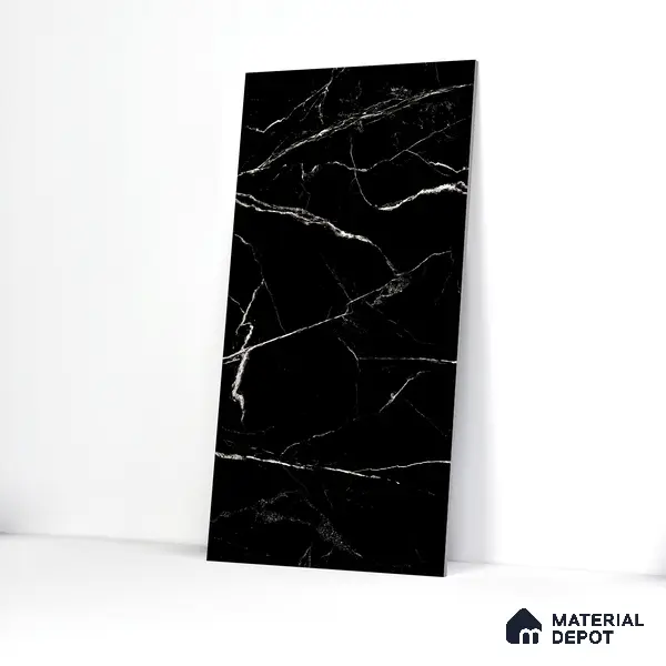 Endless Wall & Floor Vitrified Tile Obsidian Black 4 ft x 2 ft | TL 01084 High Gloss Finish - 9 mm | Suitable for Living Room, Bedroom