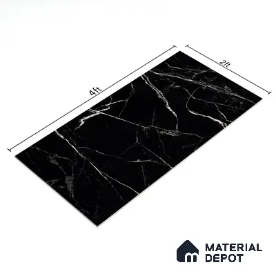 Endless Wall & Floor Vitrified Tile Obsidian Black 4 ft x 2 ft | TL 01084 High Gloss Finish - 9 mm | Suitable for Living Room, Bedroom