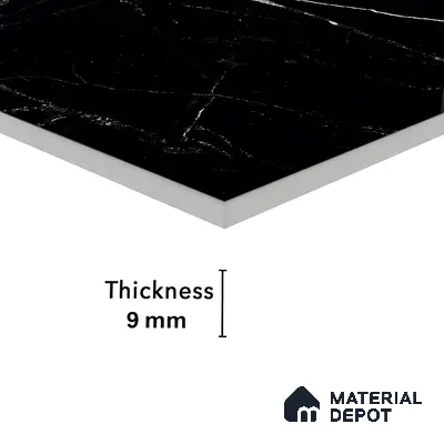 Endless Wall & Floor Vitrified Tile Obsidian Black 4 ft x 2 ft | TL 01084 High Gloss Finish - 9 mm | Suitable for Living Room, Bedroom