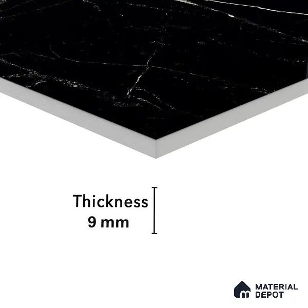 Endless Wall & Floor Vitrified Tile Obsidian Black 4 ft x 2 ft | TL 01084 High Gloss Finish - 9 mm | Suitable for Living Room, Bedroom