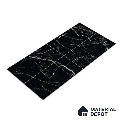 Endless Wall & Floor Vitrified Tile Obsidian Black 4 ft x 2 ft | TL 01084 High Gloss Finish - 9 mm | Suitable for Living Room, Bedroom