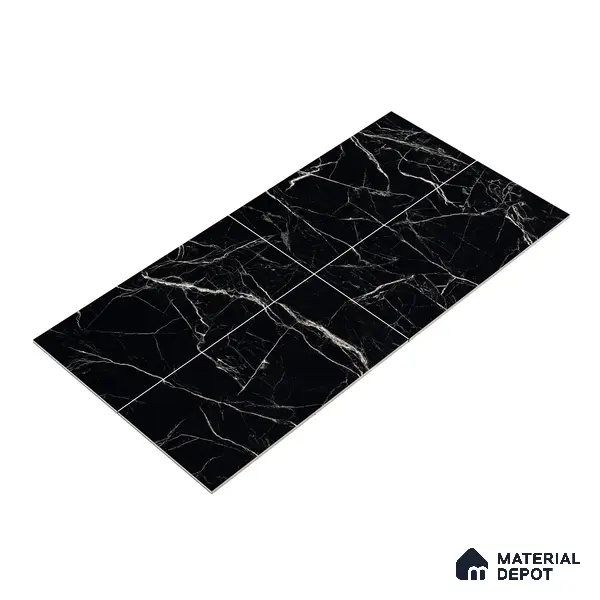 Endless Wall & Floor Vitrified Tile Obsidian Black 4 ft x 2 ft | TL 01084 High Gloss Finish - 9 mm | Suitable for Living Room, Bedroom