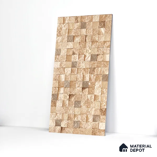 Elevation Wall Tile TL 00094 A Organic Brown 2 ft x 1 ft Punch Matte Finish Vitrified Tile - 9 mm | Ideal For Modern Facades, Outdoor Cladding, Feature Wall