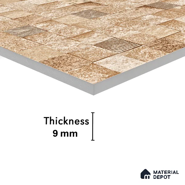 Elevation Wall Tile TL 00094 A Organic Brown 2 ft x 1 ft Punch Matte Finish Vitrified Tile - 9 mm | Ideal For Modern Facades, Outdoor Cladding, Feature Wall