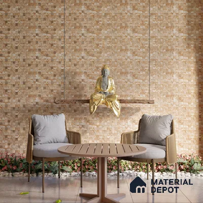 Elevation Wall Tile TL 00094 A Organic Brown 2 ft x 1 ft Punch Matte Finish Vitrified Tile - 9 mm | Ideal For Modern Facades, Outdoor Cladding, Feature Wall
