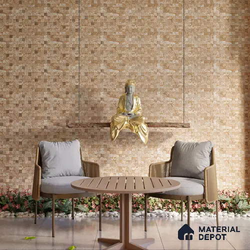 Elevation Wall Tile TL 00094 A Organic Brown 2 ft x 1 ft Punch Matte Finish Vitrified Tile - 9 mm | Ideal For Modern Facades, Outdoor Cladding, Feature Wall