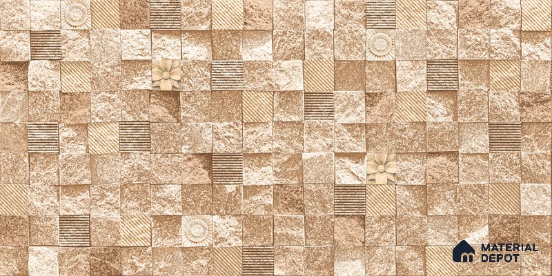 Elevation Wall Tile TL 00094 A Organic Brown 2 ft x 1 ft Punch Matte Finish Vitrified Tile - 9 mm | Ideal For Modern Facades, Outdoor Cladding, Feature Wall