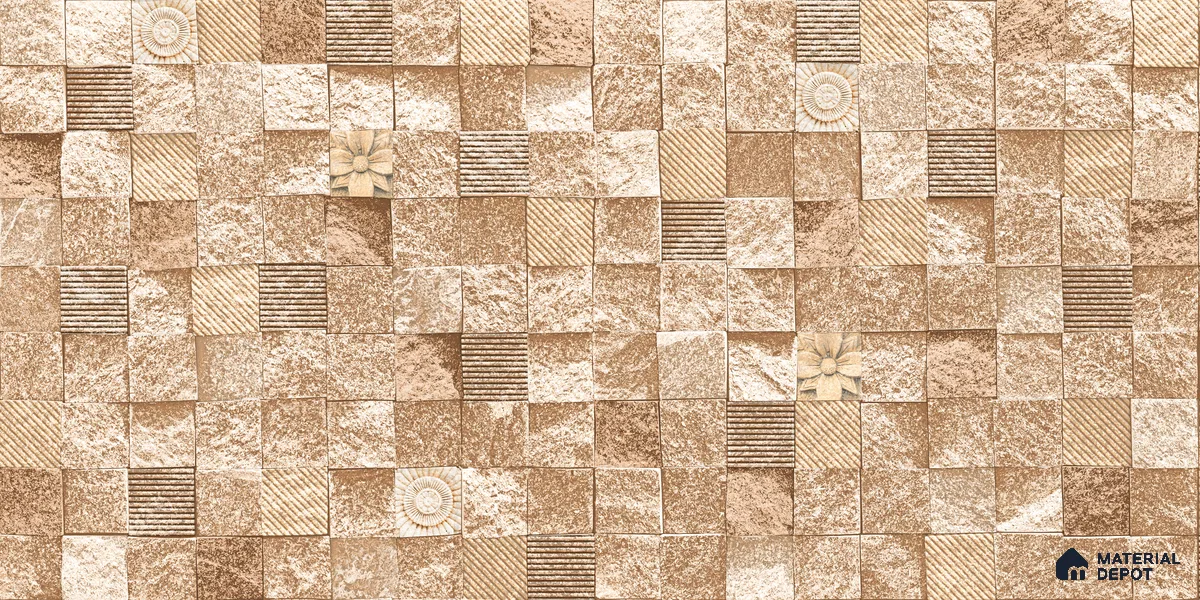 Elevation Wall Tile TL 00094 A Organic Brown 2 ft x 1 ft Punch Matte Finish Vitrified Tile - 9 mm | Ideal For Modern Facades, Outdoor Cladding, Feature Wall
