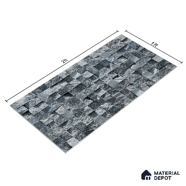 Elevation Wall Tile TL 00094 B Grayscale 2 ft x 1 ft Punch Matte Finish Vitrified Tile - 9 mm | Ideal For Modern Facades, Outdoor Cladding, Feature Wall