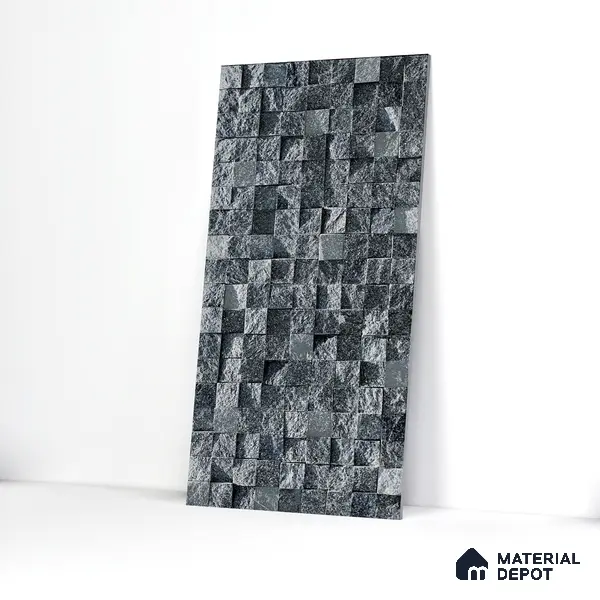 Elevation Wall Tile TL 00094 B Grayscale 2 ft x 1 ft Punch Matte Finish Vitrified Tile - 9 mm | Ideal For Modern Facades, Outdoor Cladding, Feature Wall