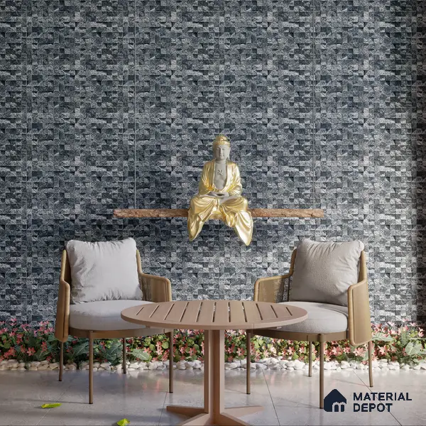 Elevation Wall Tile TL 00094 B Grayscale 2 ft x 1 ft Punch Matte Finish Vitrified Tile - 9 mm | Ideal For Modern Facades, Outdoor Cladding, Feature Wall