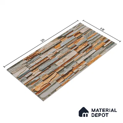 Elevation Wall Tile TL 00076 A Organic Brown 2 ft x 1 ft Punch Matte Finish Vitrified Tile - 9 mm | Suitable For Feature Wall, Boundary Wall, Balcony, Outdoor